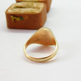 9ct Yellow Gold Cabochon Doublet Opal Signet Ring Antique c1930 Art Deco