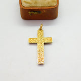 Victorian 15ct Yellow Gold Aesthetic Movement Ivy Leaf Cross Pendant c1890