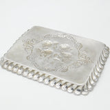 Large Edwardian Sterling Silver Calling Card Tray with Reynolds Angels 1902