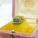 Georgian 18ct Gold, Amethyst & Turquoise Mourning Ring S. J'Anson 1822 London