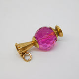 9ct Yellow Gold & Cut Pink Glass Wine Jug Charm Pendant Vintage 1973 London