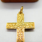 Victorian 15ct Yellow Gold Aesthetic Movement Ivy Leaf Cross Pendant c1890