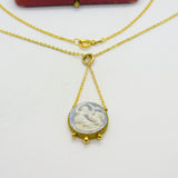 Victorian Gold Plated Carved Classical Cameo Pendant Necklace Antique c1850