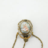 19th Century French Gilt Metal & Porcelain Chatelaine with Key, Charm & Locket