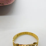 Georgian 18ct Gold, Amethyst & Turquoise Mourning Ring S. J'Anson 1822 London