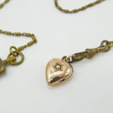 19th Century French Gilt Metal & Porcelain Chatelaine with Key, Charm & Locket