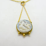 Victorian Gold Plated Carved Classical Cameo Pendant Necklace Antique c1850