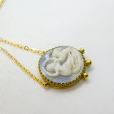 Victorian Gold Plated Carved Classical Cameo Pendant Necklace Antique c1850
