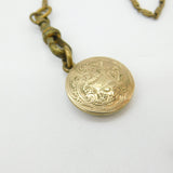 19th Century French Gilt Metal & Porcelain Chatelaine with Key, Charm & Locket