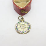 Edwardian Sterling Silver & Enamel Tudor Rose Pendant Antique 1906 Birmingham