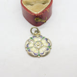 Edwardian Sterling Silver & Enamel Tudor Rose Pendant Antique 1906 Birmingham