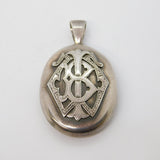 Victorian Sterling Silver Monogram Sweetheart Locket Antique c1880s