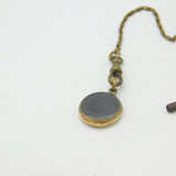19th Century French Gilt Metal & Porcelain Chatelaine with Key, Charm & Locket