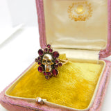 Early Georgian 9ct Gold, Almandine Garnet Set Memento Mori Mourning Skull Ring c1780
