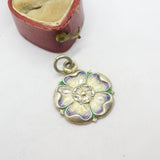 Edwardian Sterling Silver & Enamel Tudor Rose Pendant Antique 1906 Birmingham