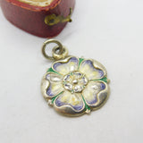 Edwardian Sterling Silver & Enamel Tudor Rose Pendant Antique 1906 Birmingham