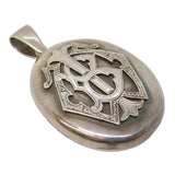 Victorian Sterling Silver Monogram Sweetheart Locket Antique c1880s