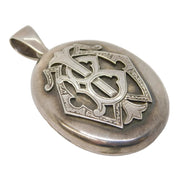 Victorian Sterling Silver Monogram Sweetheart Locket Antique c1880s