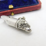 Edwardian Sterling Silver Spaniel Fob Dog Whistle Fob Pendant Antique c1910
