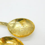 Pair of Victorian Dutch Sterling Silver Gilt Apostle Dessert Spoons c1880