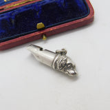 Edwardian Sterling Silver Spaniel Fob Dog Whistle Fob Pendant Antique c1910