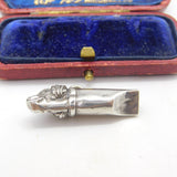 Edwardian Sterling Silver Spaniel Fob Dog Whistle Fob Pendant Antique c1910