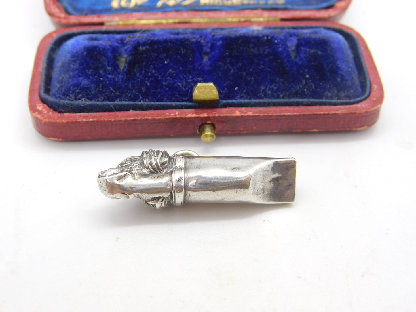 Edwardian Sterling Silver Spaniel Fob Dog Whistle Fob Pendant Antique c1910