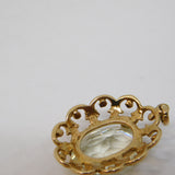 9ct Yellow Gold Carved Citrine Set Floral Drop Pendant Vintage 1968 London