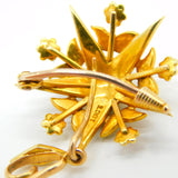 Edwardian 18ct Gold, Seed Pearl Starburst Floral Pendant Brooch Antique c1910