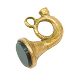 Victorian 9ct Gold Bloodstone Set Bugle Horn Charm Pendant Antique c1880