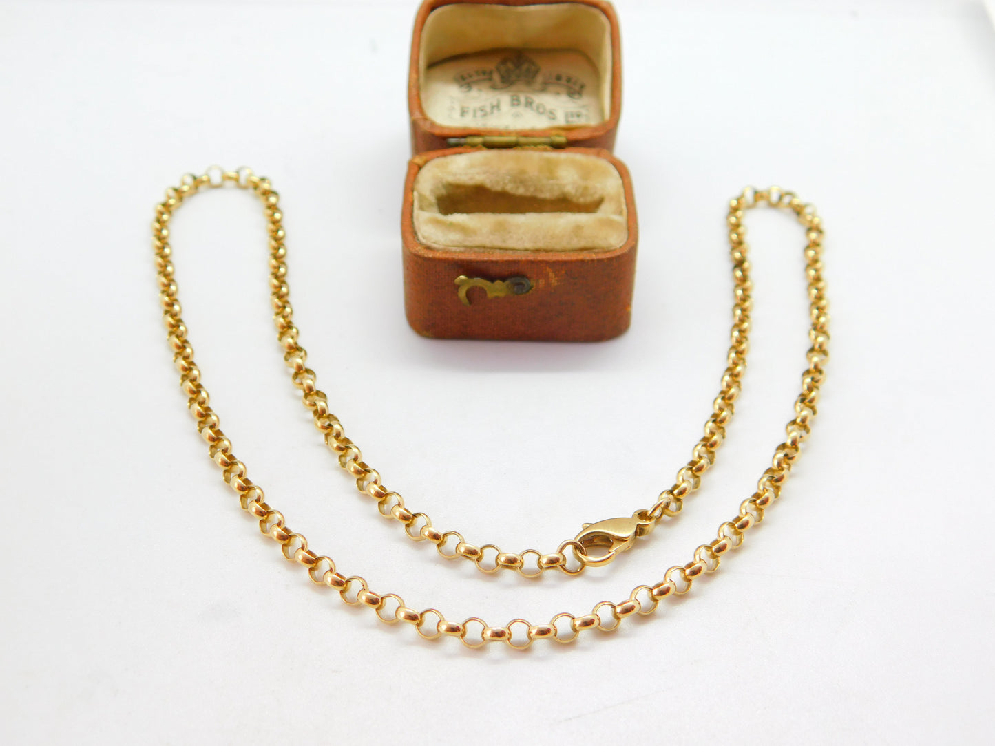 9ct Yellow Gold Belcher Link Chain Necklace 16.5" Length 42cm Vintage c1970