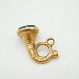Victorian 9ct Gold Bloodstone Set Bugle Horn Charm Pendant Antique c1880