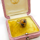 9ct Yellow Gold Cabochon Tiger's Eye Signet Ring Edinburgh 1977 Vintage