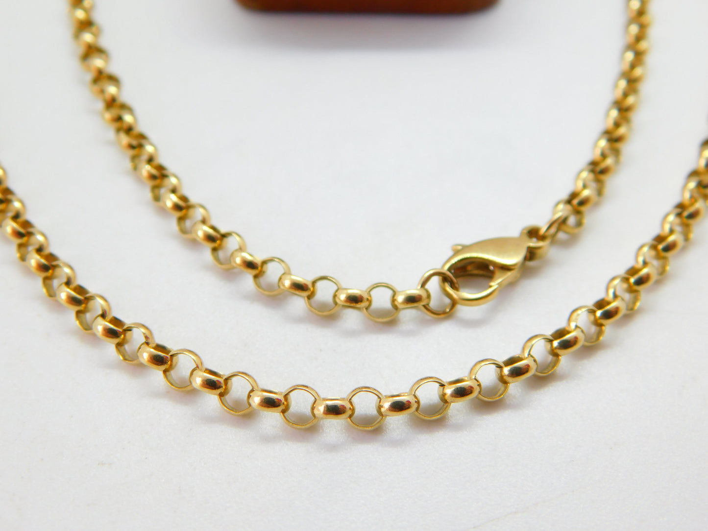 9ct Yellow Gold Belcher Link Chain Necklace 16.5" Length 42cm Vintage c1970