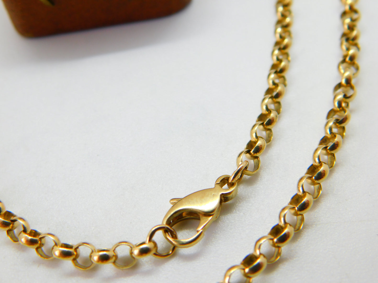 9ct Yellow Gold Belcher Link Chain Necklace 16.5" Length 42cm Vintage c1970