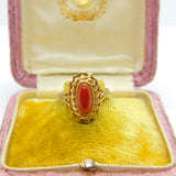 9ct Yellow Gold Cabochon Carnelian Set Signet Ring Vintage 1975 Birmingham