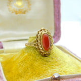 9ct Yellow Gold Cabochon Carnelian Set Signet Ring Vintage 1975 Birmingham