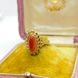 9ct Yellow Gold Cabochon Carnelian Set Signet Ring Vintage 1975 Birmingham