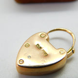 Edwardian 9ct Rose Gold Heart Lock Charm or Bracelet Clasp c1910 Antique