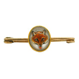 Victorian 18ct Gold Reverse Carved Essex Crystal Fox Mask Brooch Pin Antique c1860