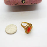 9ct Yellow Gold Cabochon Carnelian Set Signet Ring Vintage 1975 Birmingham