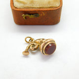 Victorian 9ct Gold Cased Carnelian Agate Set Bugle Horn Charm c1880 Antique
