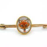 Victorian 18ct Gold Reverse Carved Essex Crystal Fox Mask Brooch Pin Antique c1860