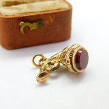Victorian 9ct Gold Cased Carnelian Agate Set Bugle Horn Charm c1880 Antique