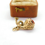 Victorian 9ct Gold Cased Carnelian Agate Set Bugle Horn Charm c1880 Antique