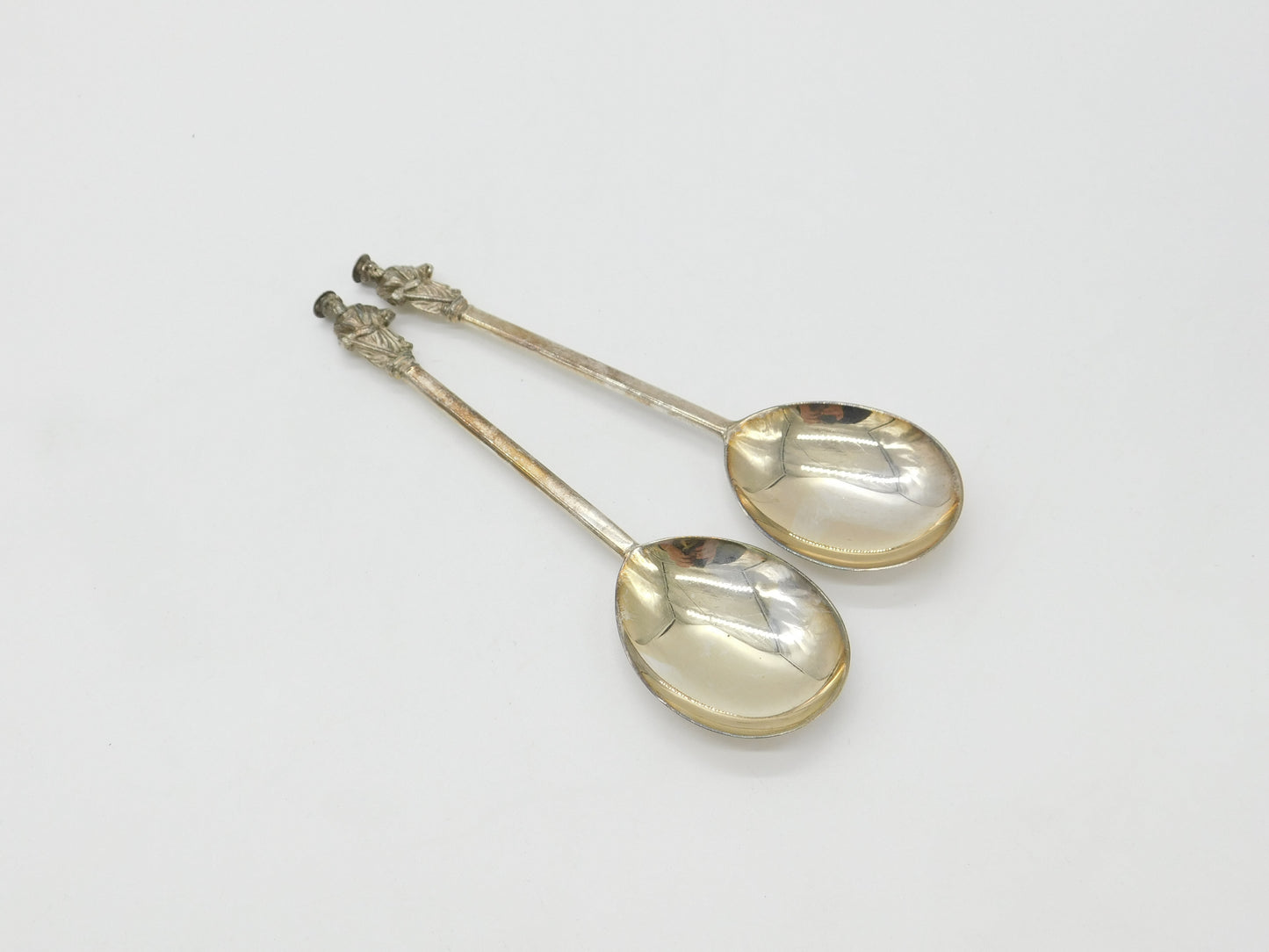 Pair of Victorian Sterling Silver Apostle Terminal Tablespoons 1887 London