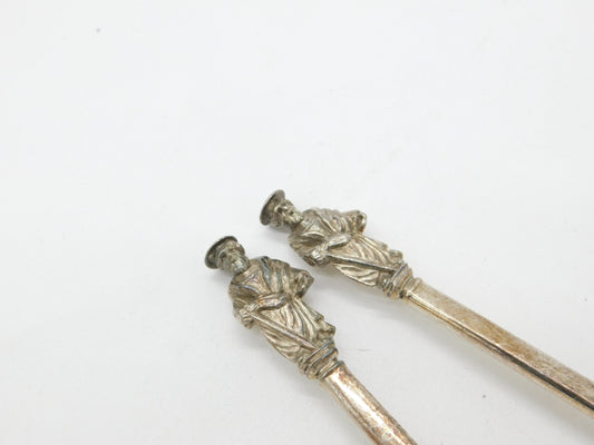 Pair of Victorian Sterling Silver Apostle Terminal Tablespoons 1887 London