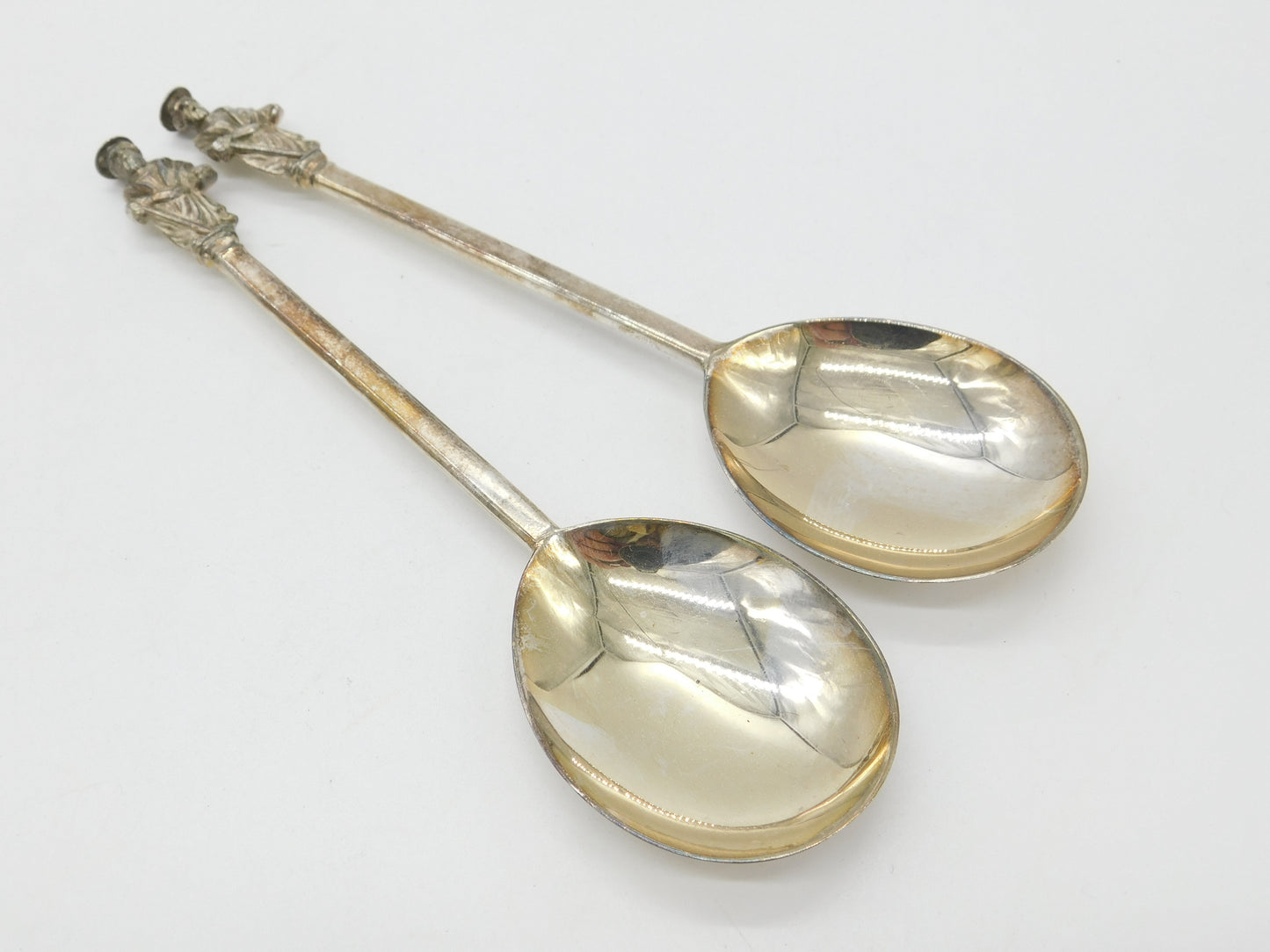 Pair of Victorian Sterling Silver Apostle Terminal Tablespoons 1887 London