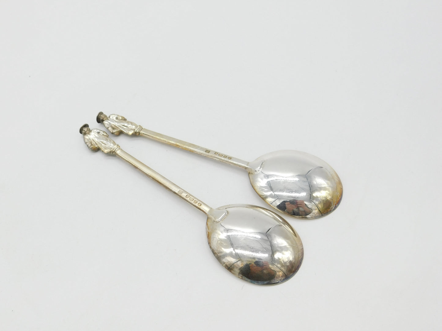 Pair of Victorian Sterling Silver Apostle Terminal Tablespoons 1887 London