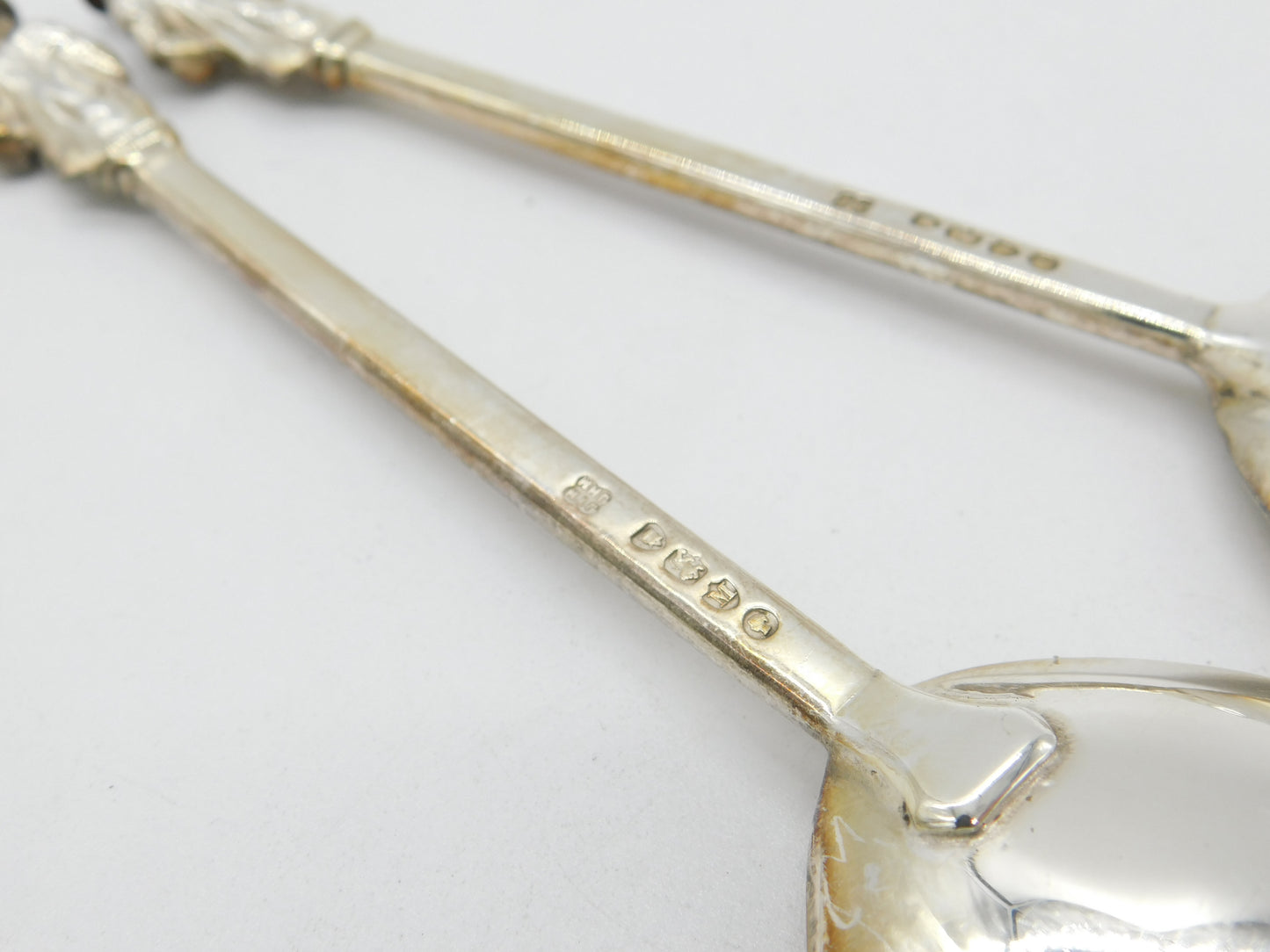 Pair of Victorian Sterling Silver Apostle Terminal Tablespoons 1887 London